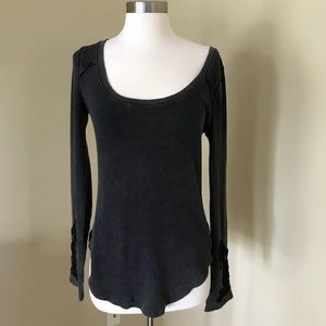 Free People Textured Long Sleeved Thermal w Lace